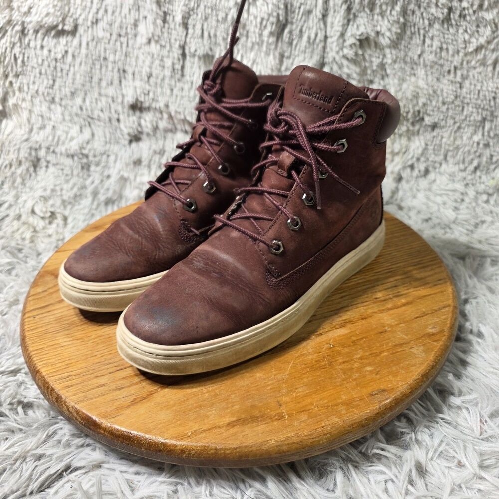 Timberland Dausette Ankle Sneaker Boots Women Sz 8 Burgundy Nubuck Leather Retro